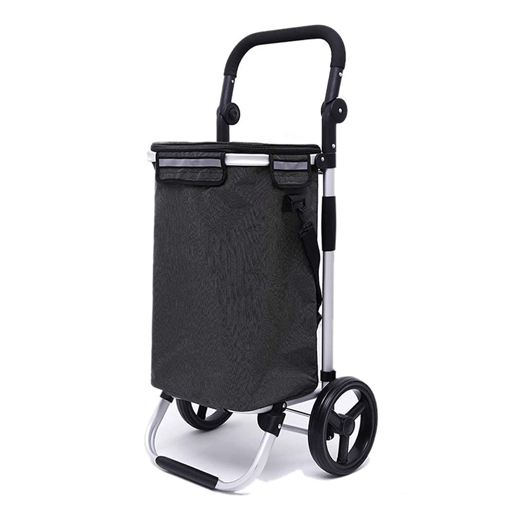 TKJfdTY Trolley Multi-Function Shopping Trolleys,Kitchen Storage Utility-Carts Shopping Cart Folding Out Old Grocery Shopping Cart Portable Large Capacity Elderly Walking Assis, White,White Rod
