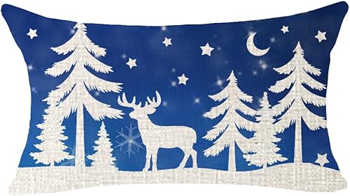 Miniatura 3 de Regalo de invierno, Feliz Navidad, hermosos copos de nieve que caen, copos de nieve, cuerpo de arpillera de algodón, funda de cojín de lino, funda