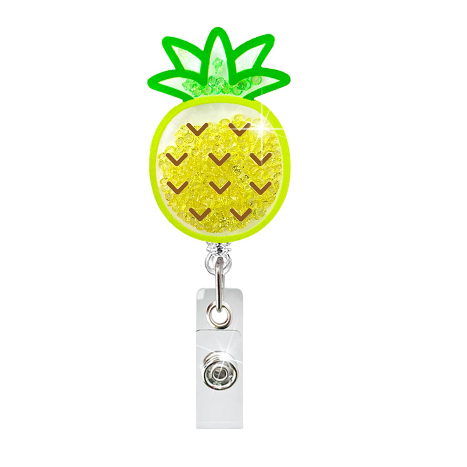 Badge Holder Retractable Clip Cute Badge Reel Holder Retractable Clip Cute Funny ID Clip Badge Reels Retractable for Nurses (Pineapples)