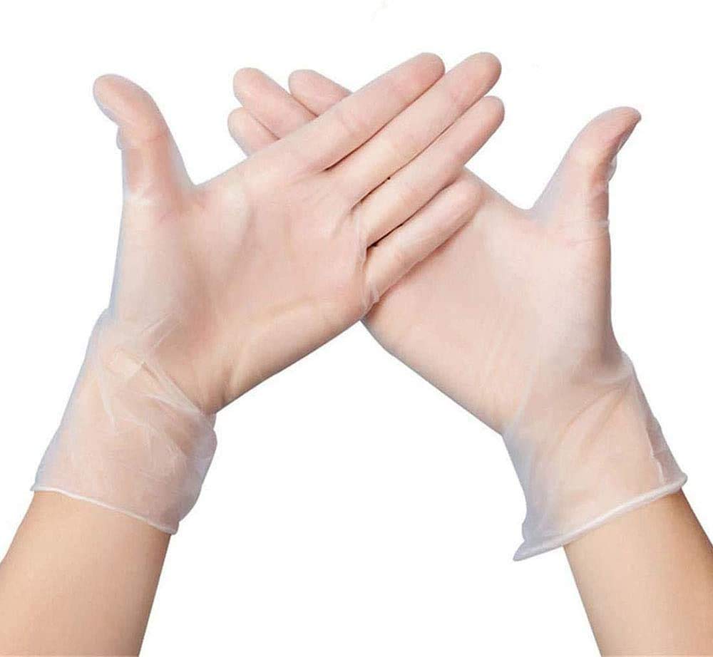 100 Disposable Clear Vinyl Gloves, Medium (100 Pack), M - Image 2