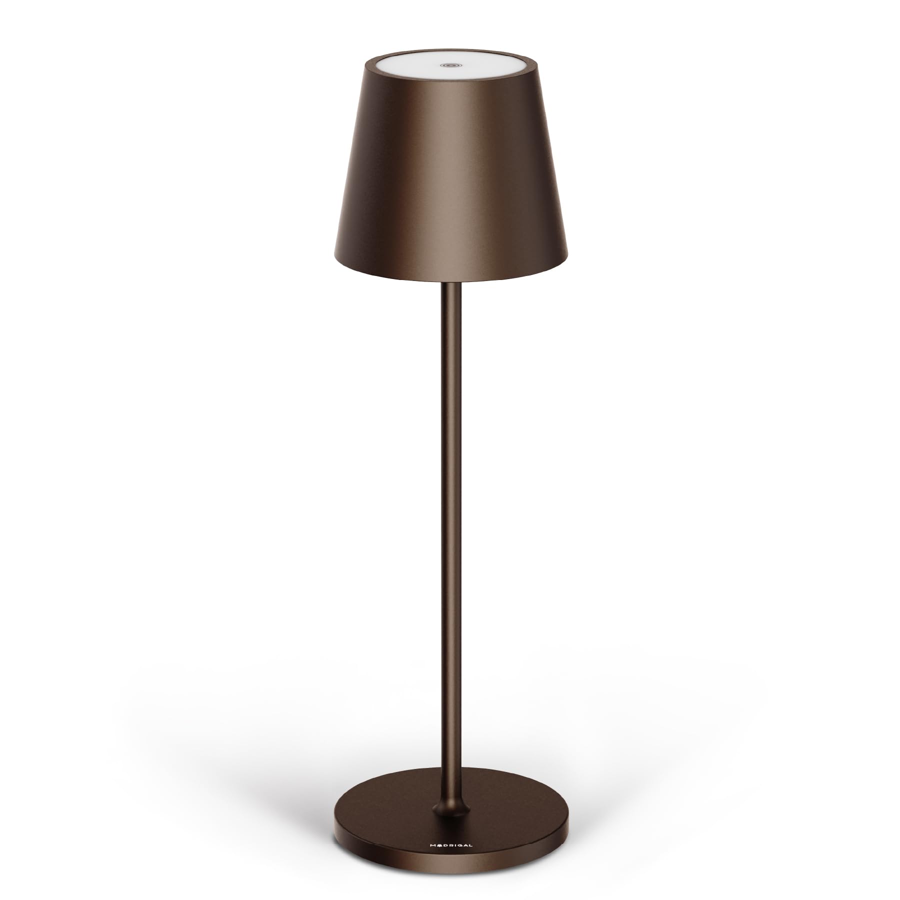 Classica 3 (38 cm) - Lampada LED Ricaricabile USB-C da Tavolo a Lunga Durata con Base Tonda - Luce Regolabile (Dimmer) con il Tocco - Casa e Ristorante - Protezione IP54 - Bronzo