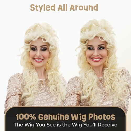 Image of ALLAURA Realistic Dolly Long Blonde Curly Hair Wig for Women & Kids - Heat-Resistant, Restyle & Reuse - Ideal for Cosplay, Anime, Costume Parties - Compatible with Dolly Wig Hairstyles and Accessories