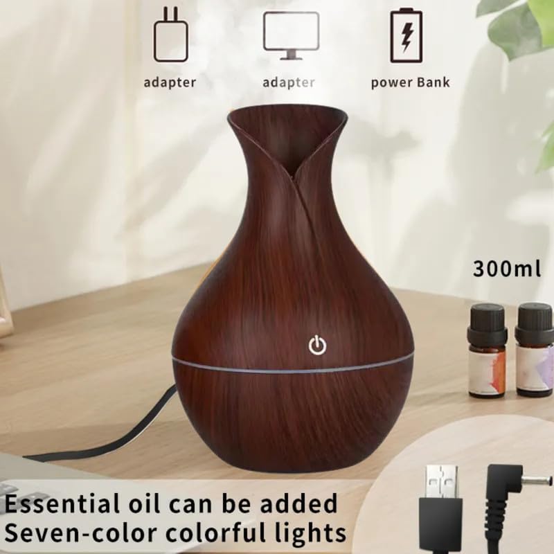 MVM Enterprise Pot Shape Wood Humidifier Aroma Air Humidifier with Advanced Ultrasonic Technology Dual Spray Modes Stress Relief Relaxation sleep Support 1