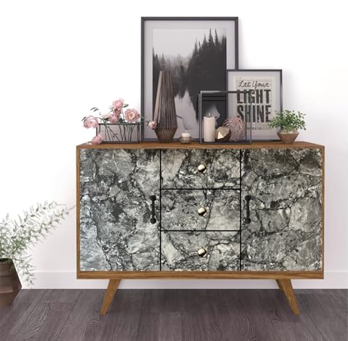 Image of WALLMATE Marble Wallpaper Self Adheisve Marble Wallpaper Waterproof Countertop Furniture Kitchen Marble Sticker (Grey Italian, 12x72 Inch)