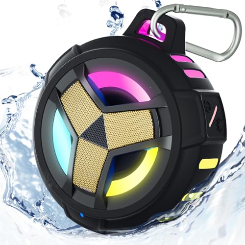 Image of EBODA Waterproof Bluetooth Speaker Shower Portable Gifts for Adults Men | IP67 Wireless Speakers, LED Light, Stuff for Travel, Pool, Beach, River Floating Essentials-Black Golden Special Edition