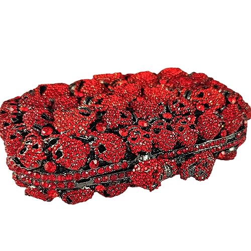 Image of Boutique De FGG Skull Crystal Clutch Purse for Women Formal Rhinestone Clutch Evening Bag Halloween Minaudiere Handbag,Mini