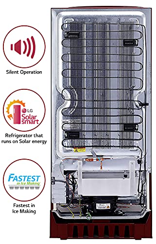 Image of LG 190 L 4 Star Inverter Direct-Cool Single Door Refrigerator (GL-D201ARGY, Ruby Glow, Base Stand with drawer)
