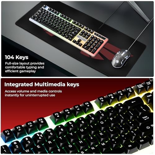 Image of Zebronics Wired Keyboard & Mouse Combo, 104-Key, 1200 DPI, ₹ Key & Multimedia Controls, Ergonomic Mouse, 1.3m Cable, Multicolor LED (War 2, White + Black)