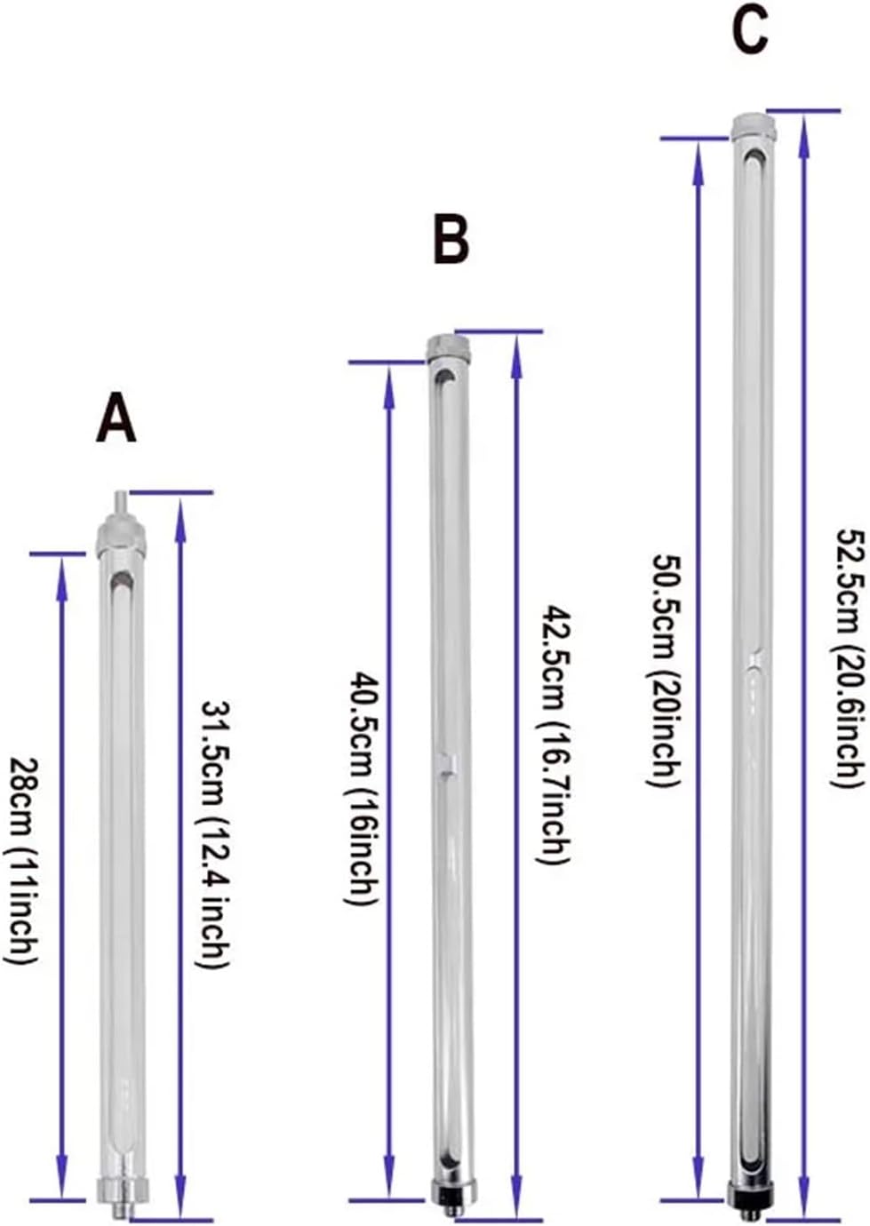 11" /16"/20" Sight Glass With Adapter-1/2"NPT High Temp Silicone Washers Quartz Tube Homebrew Kettle Keg joyful(28cm 11 inch)