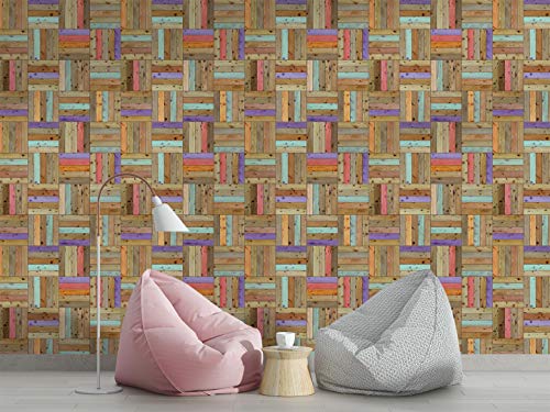 Image of DWELLSINDIA Wood Woven Self Adhesive Wallpaper Waterproof, Scratch Resistant, Laminated 41cm x 122cm