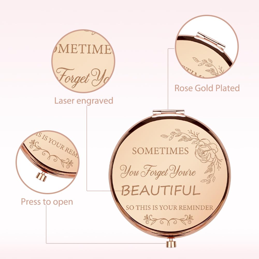 Gifts For Women,Inspirational Birthday Graduation Positive Motivational Retirement Travel Friendship Womens Day Thoughtful Unique Christmas Valentines Day Ideas Gifts Baskets for Women Compact Mirror