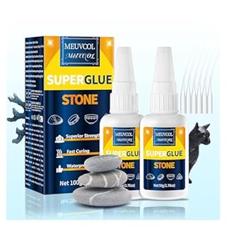 Meuvcol Stone Glue 100g - Marble Glue Heavy Duty for Granite, Artificial Stones & Tile | Clear Waterproof Stone Adhesive for Marble Repair & Craft Projects | Fast Drying, Strong, 6 Precision Nozzle