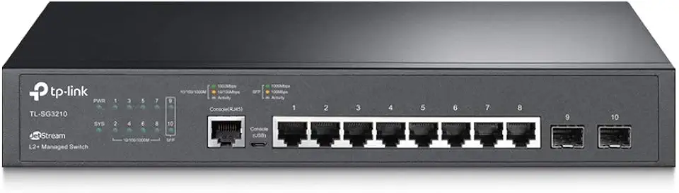 TP-Link TL-SG3210 v3 | Switch Gigabit de 8 portas, 2 slots SFP | Omada SDN integrado | L2+ Smart Managed | IPv6 | Roteamento estático | QoS L2/L3/L4, IGMP e LAG | Garantia de 5 anos do fabricante