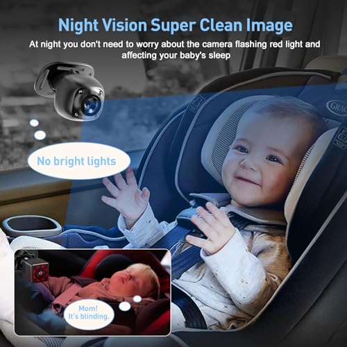 Btlmemo 200 Baby Car Camera,4.3"Hd Night Vision Function Car Mirror Display,360 Rotation Rear Facing Car Baby Monitor With Camera Night Vision,Wide Clear View,Easily Observe The Baby'S Move thumb #1