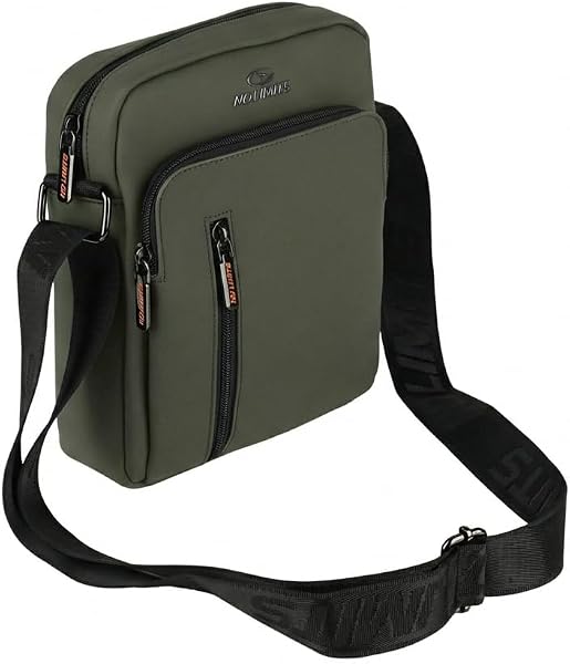 No Limits Borsello Uomo a Tracolla Regolabile, Impermeabile, Effetto Soft-Touch e Fodera Arancione, Multitasche con Zip - 1