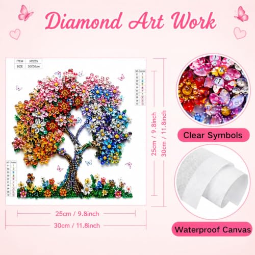 Image of Flavizo Diamond Painting Kit for Adults, DIY Craft with Drill Rhinestones Canvas, Creative Diamonds Artwork, Handmade Decoration Sparkling Home Wall Display (Colorful Tree)