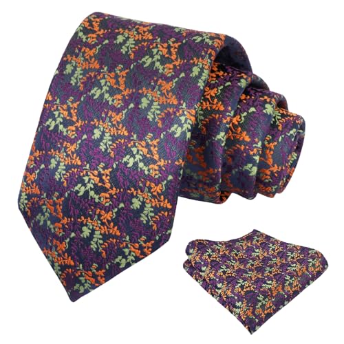Image of Alizeal Mens 3.15'' Light Color Rustic Tie Handkerchief | with Flower Printed Handkerchief for Wedding Business Daily Wear