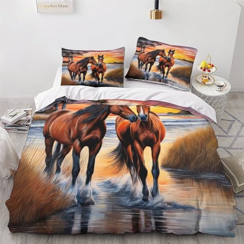 Parure de lit cheval 3D en microfibre premium avec taies d'oreiller coordonnées - 4