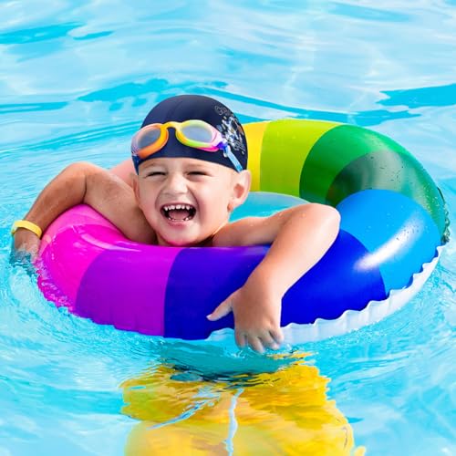 Image of Geyoga 3 Pcs Kids Swim Caps for Boys Girls Age 2-12 Swimming Hat | Kids Swim Caps, Pool Cap, Child, Swim Hat for Toddler, Youth, Space