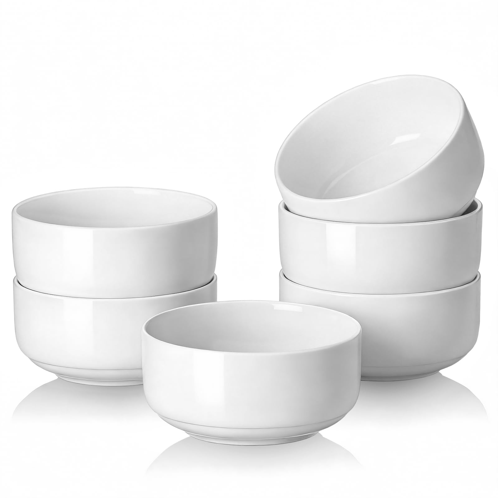 DOWAN Cereal Bowl, 22 Ounce Soup Bowls White Ceramic Bowl Set of 6, White Porcelain Bowls for Kitchen, Oven & Dishwasher & Microwave Safe, White Porcelain Soup Bowls for Cereal Soup Rice Pasta Salad