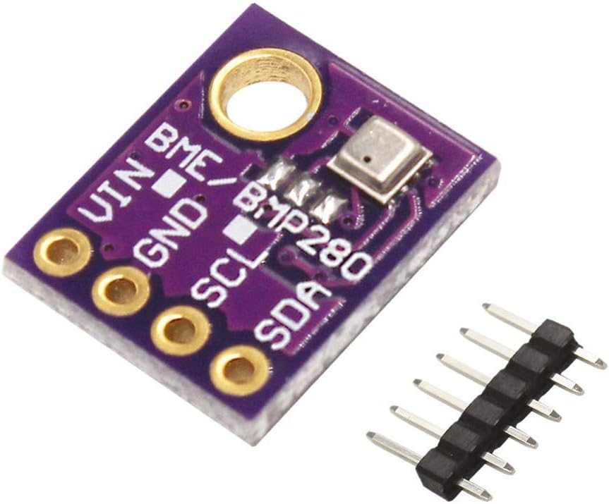 Front view of BME280 sensor module showing VIN, GND, SCL, SDA pins
