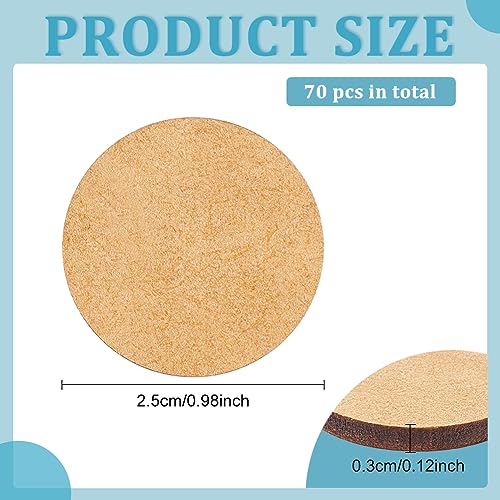 FINGERINSPIRE 70 Pcs Wooden Slices Discs 2.5cm Round MDF Bases for DIY Miniatures Circle Wood Sheet Unfinished Wood Pieces for DIY Keychain Painting Craft Round Slices for Halloween Christmas Decor - Image 2