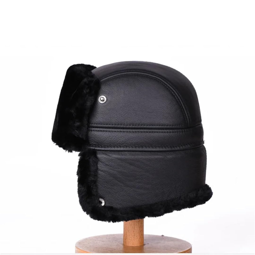 Gorros de invierno para hombre, de piel sintética, forro polar, cálido, sin ala, cabeza de oreja, resistente al frío