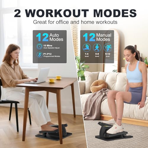 Image of Under Desk Elliptical Machine, Electric Seated Pedal Exerciser,Elliptical Leg Exercisers for Seniors,Mini Ellipse Leg Exerciser with Remoter,12 Adjustable speeds Pedal Exerciser