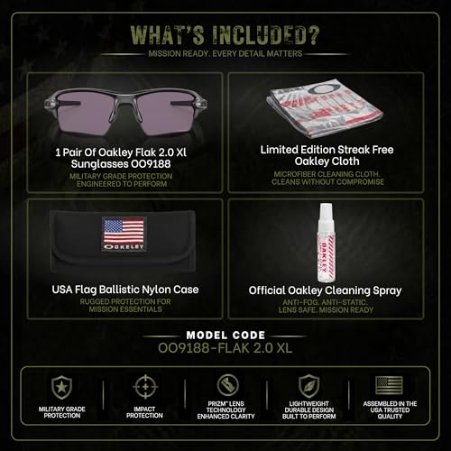 Image of Oakley Standard Issue SI FLAK 2.0 XL Uniform Collection Military Grade Sunglasses With Official Eyewear Kit