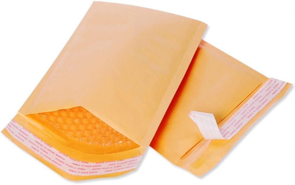 eBigValue Premium Kraft PaperPoly Envelopes Mailer, Self Seal, 100% Recyclable, Reusable Packaging Bubble Lined Bag (Pack of 500 4 x 8 inches)