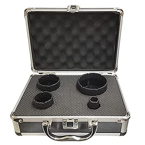 Karl Dahm Juego de Brocas de Diamante para Azulejos, Negro, 4 Piezas, para Fijación M14 I Brocas Ø: 20, 38, 50, 68 mm I Incl. Maletín de Transporte con Inserto I Uso Sin Refrigeración por Agua - 50248 Cover