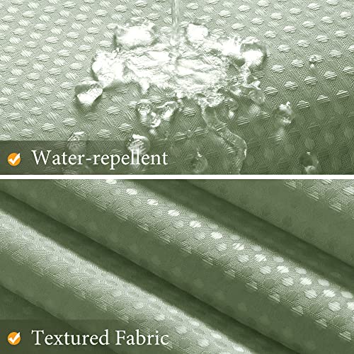 Sage Green Textured Fabric Shower Curtain Set, Polyester Ombre Shower Curtains for Bathroom, Water Repellent Curtain with 12 Hooks,Machine Washable (72 x 72 inch, Sage Green) - Thumbnail 3