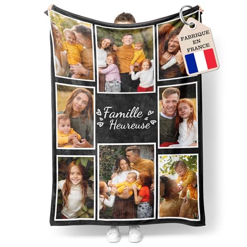 Easycosy Plaid Personnalisé, Couverture Personnalisée avec Photo et Texte, Idée Cadeau Personnalisé pour Femme, Homme, Maman, Papa, Couple, Ami,Famille,Anniversaire, Fêtes, Noël, St-Valentin