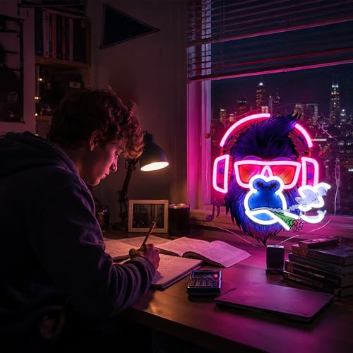 Image of Pink Neon Sign Led Neon Lights Signs for Wall Decor USB Powered Led Signs for Room Decoration-Music Monkey