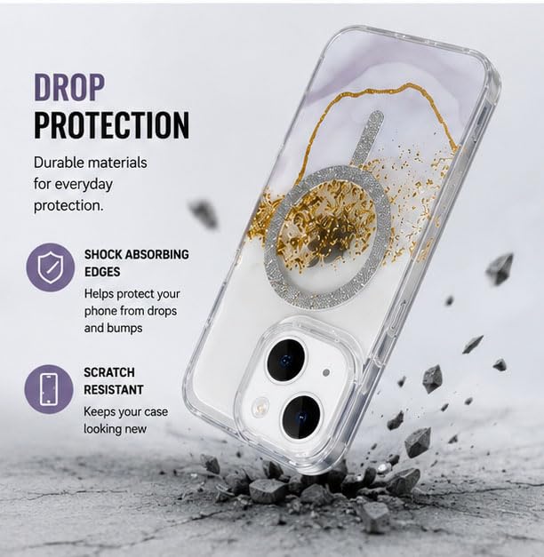 Image of mobistyle Compatible for iPhone 13 | Magentic Glitter Gradian Elegant | Camera Lens Protection Back Cover Case for Women Girls iPhone 13 (Magnetic Glitter Grey)