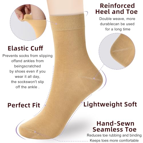 Image of Corlap Women's Thin Above Ankle Socks - 6Pairs Cotton Casual Bootie Dress Crew Socks