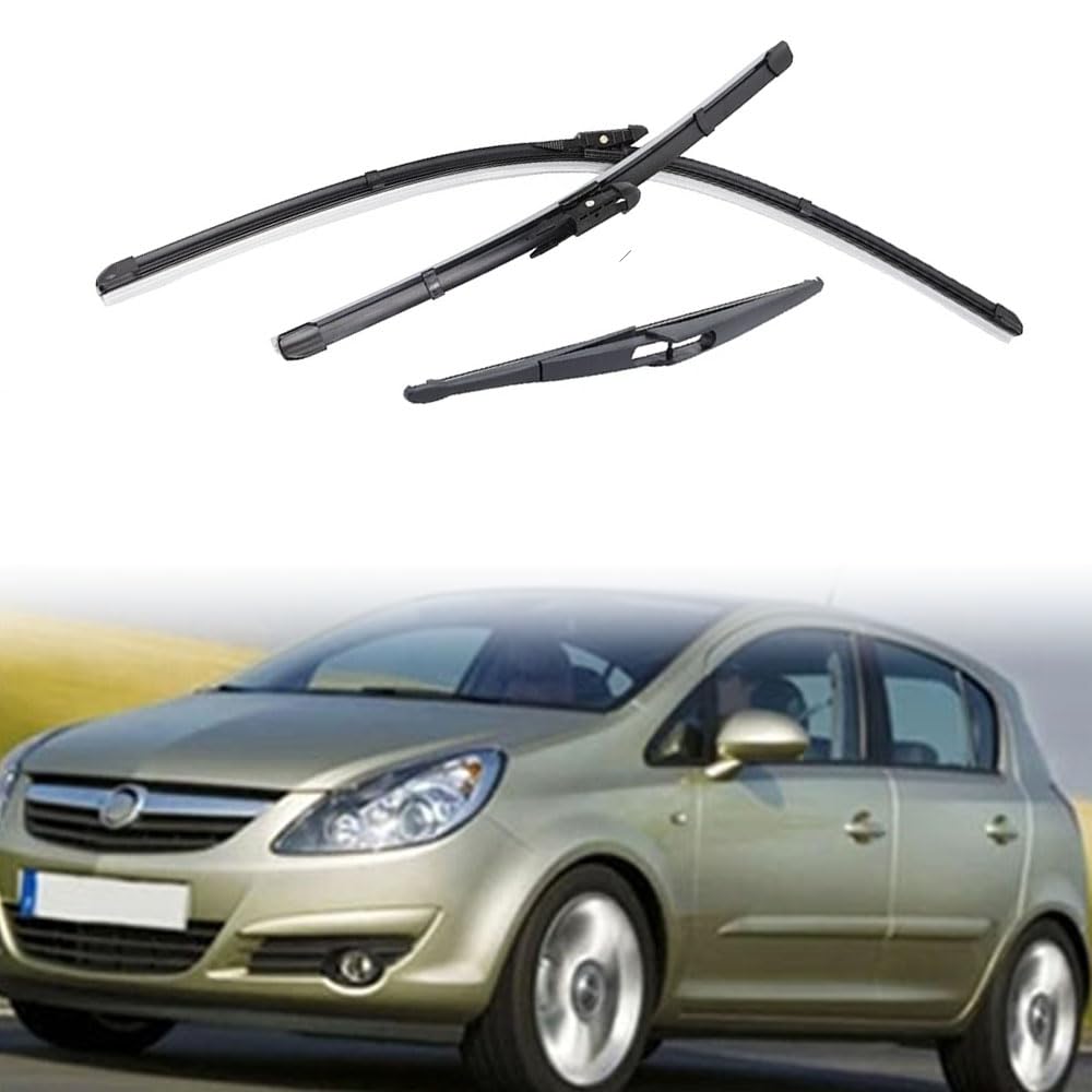 Zestaw wycieraczek przednich tylnych do Opel Corsa D 2006-2014, gumowa wycieraczka do czyszczenia szyb 26 "16" 12