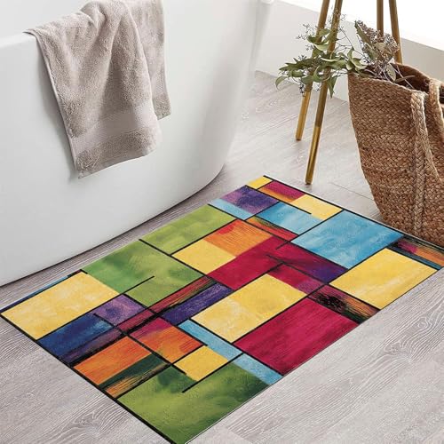 Paillasson extérieur 60x90 cm à blocs multicolores abstraits - 4