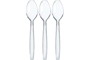 Prestee 300 Crystal Clear Disposable Plastic Spoons