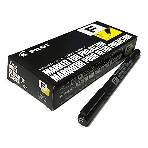 SC-OHF Permanent OHP Marker for Projector (Fine Point) (12pcs) - Black Ink (with Sticky Notes) [PIL0T]