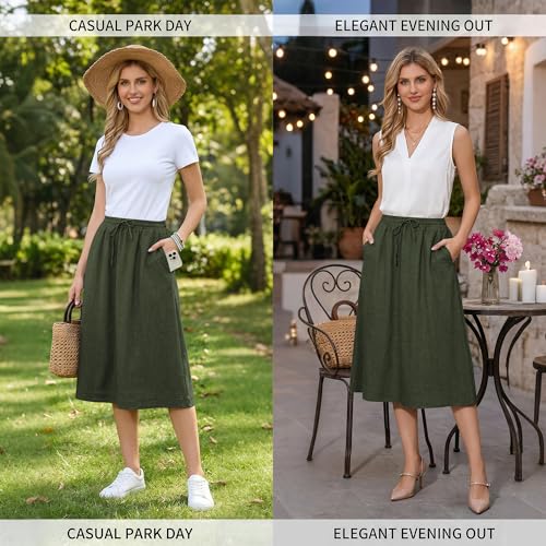 Image of Witsmile Women's Summer Pleated High Waisted Casual Flowy Skirt Pockets