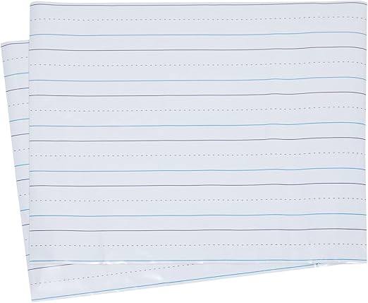 2 Pack Dry Erase Magnetic Notebook Paper for Classroom Whiteboard - Horizontal Large Lined Paper Sheets for Bulletin Board, Handwriting Sentence Strips (17 x 22 in)