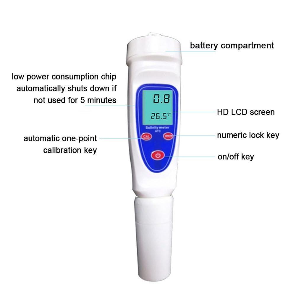 Réfractomètre Portable, réfractomètre de salinité 0-10% avec Compensation Automatique de la température, salinomètre Portable, hydromètre de Piscine pour Surveillance Marine, Pisciculture