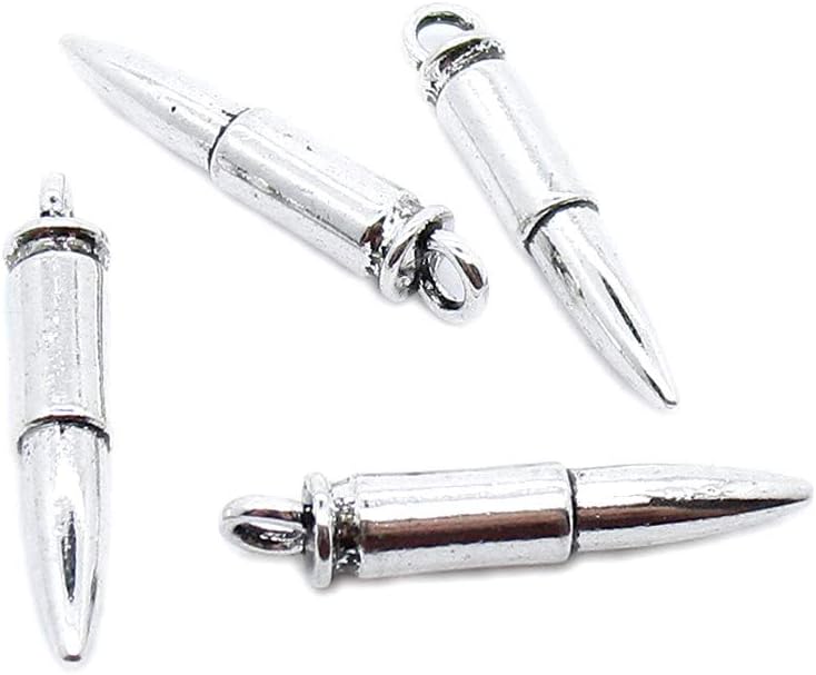 230 Pieces Antique Silver Tone Jewelry Charms Suppliers Arts Crafts Making Beading Findings Crafting AP8M2L Bullet