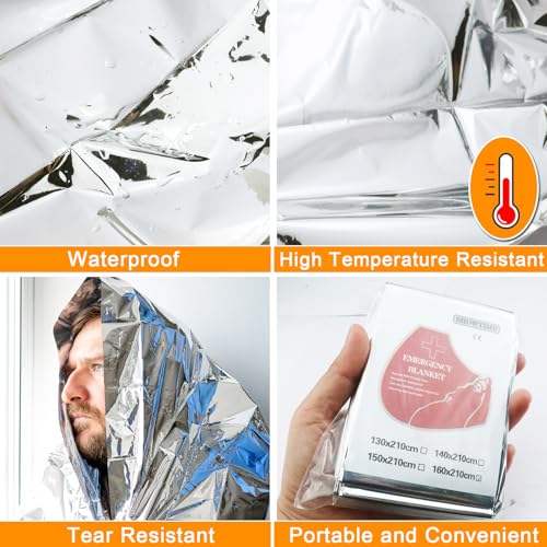 Image of 83 inch x 63 inch Emergency Blankets Mylar Thermal Blanket | Space Blankets Survival Mylar Blanket Perfect for Outdoors, Hiking, Camping Survival