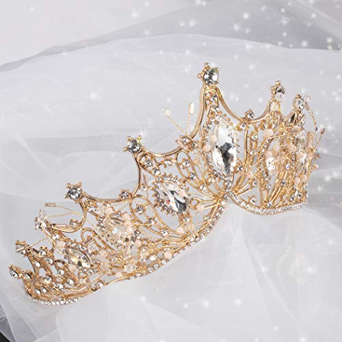 Cocide Gold Crown For Women Baroque Queen Crown And Tiara For Girls Crystal Headband Mermaid Crown Princess Hair Accessories For Bride Birthday Party Bridesmaids Halloween Costume Cosplay #TOP6