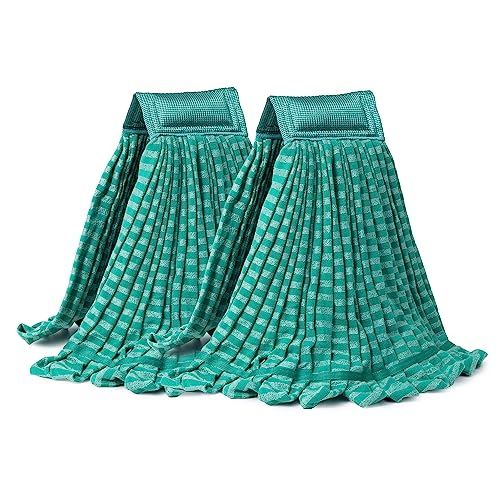 DRKLEAN 2 Pack Large Microfiber Tube Mop Heads,6 inch,Heavy Duty Mop Head,Highly Absorbent,Commercial Mop Head Replacement,Wet Mop Heads Replacement,for Hardwood, Tile, Laminate Floors,Green