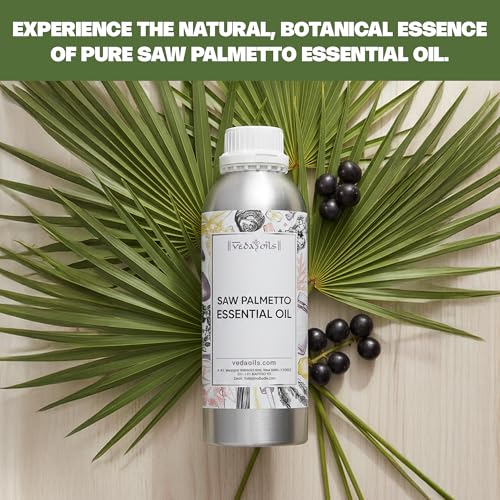 Image of VedaOils Saw Palmetto Essential Oil 100ml | 100% Pure, Natural & Undiluted Saw Palmetto Oil for Hair Growth, Scalp Care & Healthy Skin | Ideal for Aromatherapy, Diffusers & Skincare