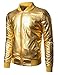 JOGAL Mens Metallic Nightclub Styles Zip Up Varsity Baseball Bomber Jacket