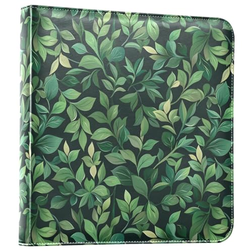JIPONI Green Leaves Large Photo Album, DIY Leather Cover Scrapbook Albums for 4x6 5x7 6x8 Pictures, Self Adhesive Memory Book for Wedding, Baby, Family